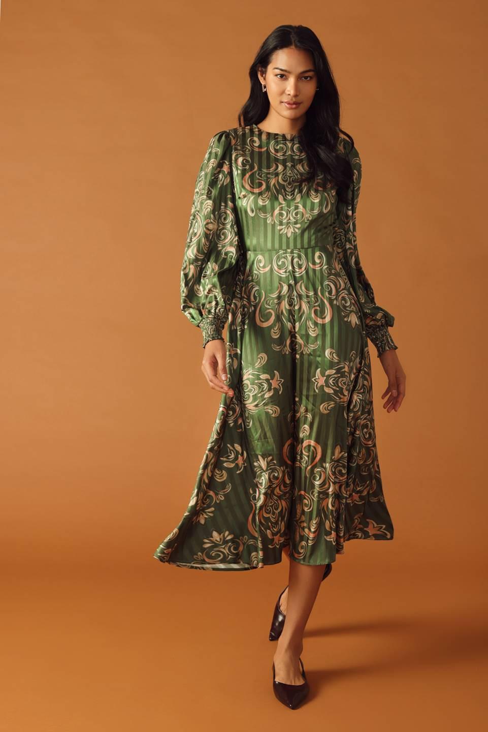 MOMENTS OF CLARITY WOVEN MIDI DRESS - Glamourous Grace