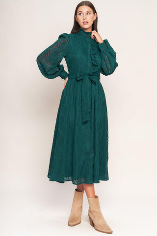EMERALD WHISPER WOVEN MIDI DRESS - Glamourous Grace