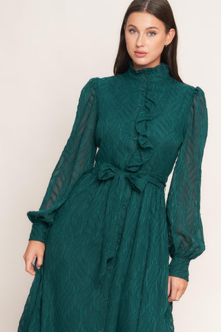 EMERALD WHISPER WOVEN MIDI DRESS - Glamourous Grace