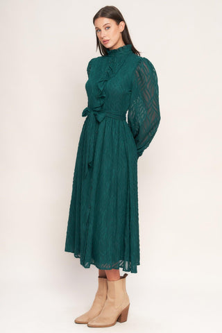 EMERALD WHISPER WOVEN MIDI DRESS - Glamourous Grace