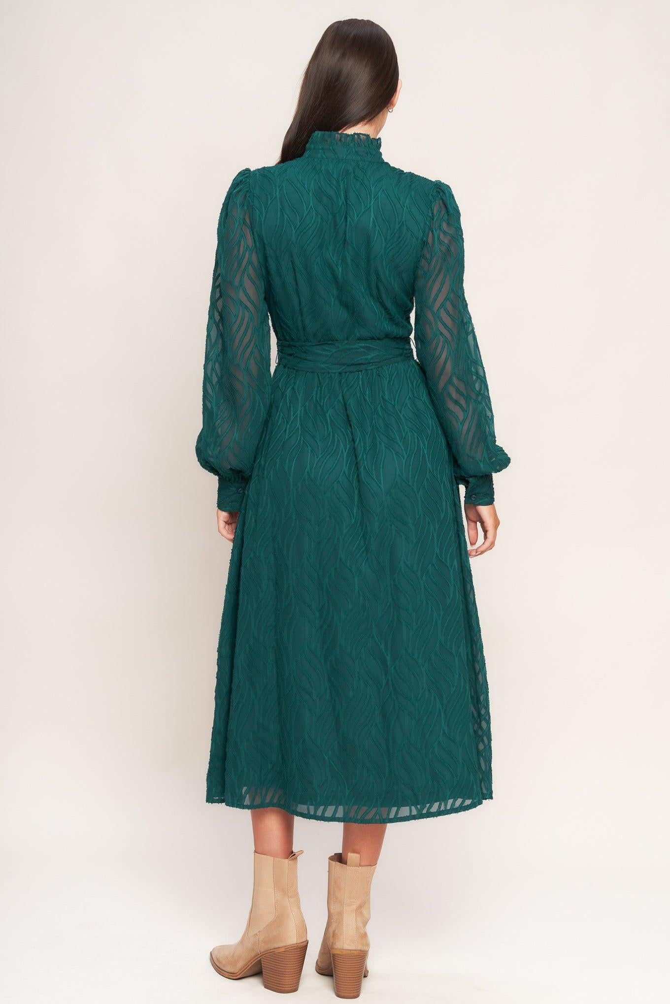 EMERALD WHISPER WOVEN MIDI DRESS - Glamourous Grace