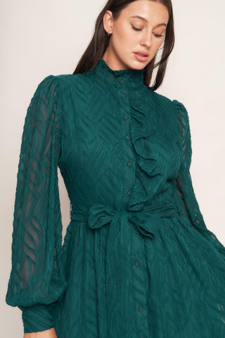 EMERALD WHISPER WOVEN MIDI DRESS - Glamourous Grace