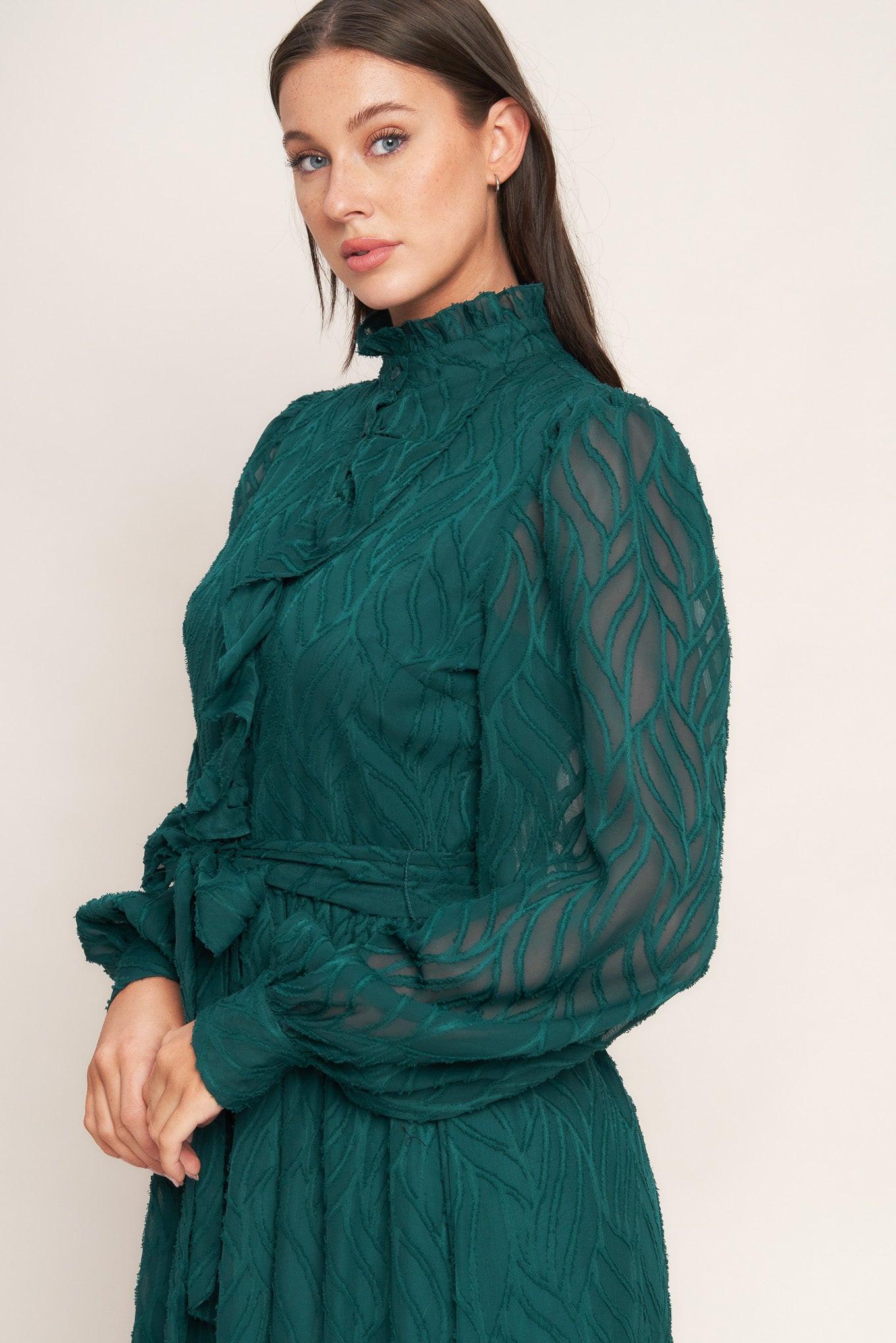 EMERALD WHISPER WOVEN MIDI DRESS - Glamourous Grace