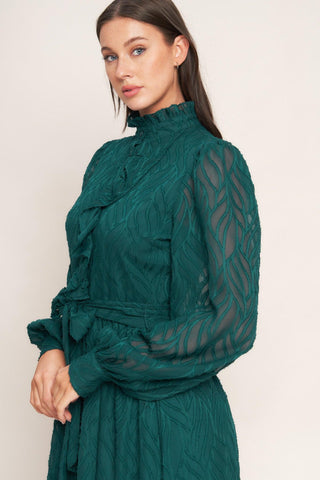 EMERALD WHISPER WOVEN MIDI DRESS - Glamourous Grace