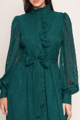 EMERALD WHISPER WOVEN MIDI DRESS - Glamourous Grace