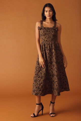 LOST IN TIME WOVEN MIDI DRESS - Glamourous Grace
