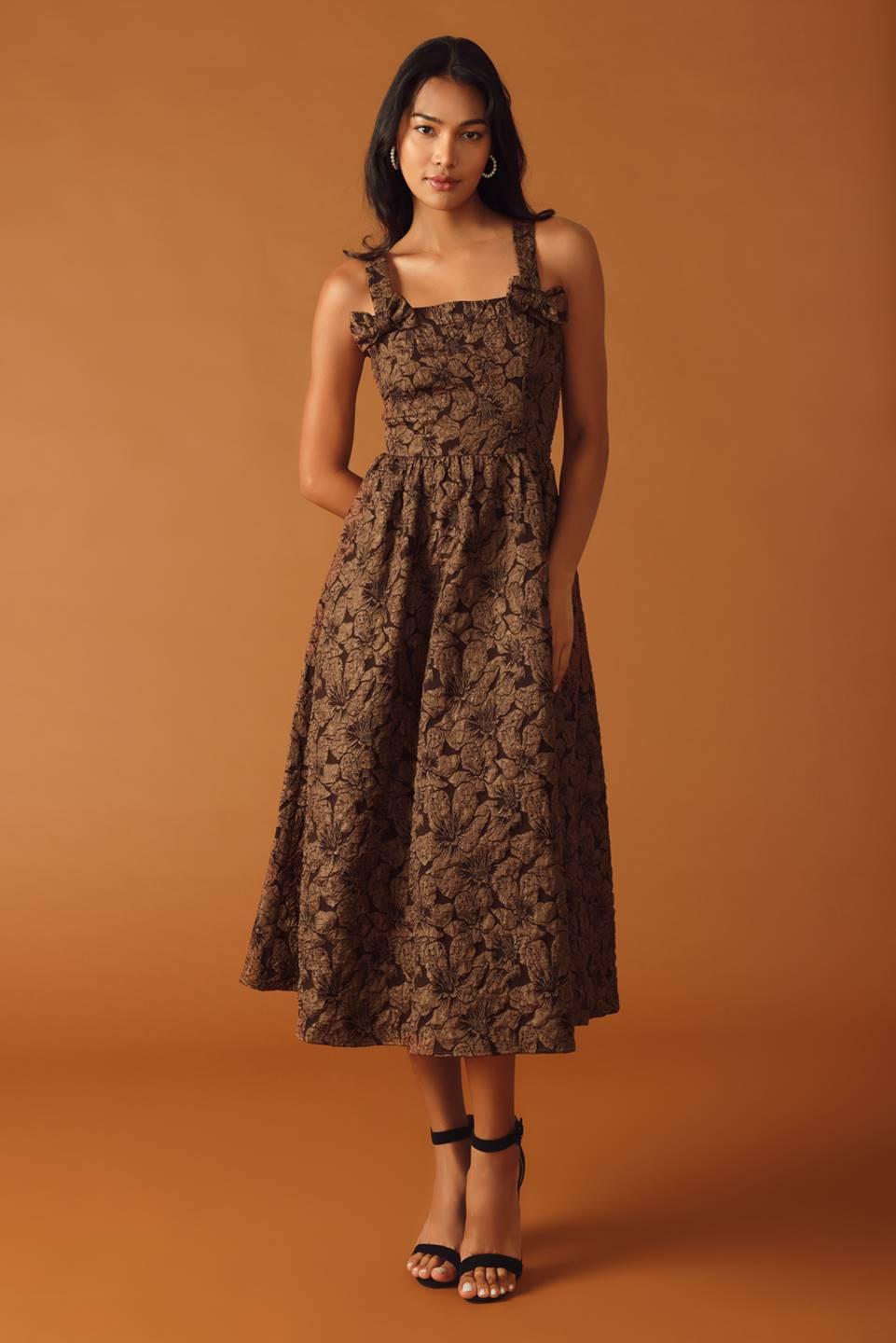 LOST IN TIME WOVEN MIDI DRESS - Glamourous Grace