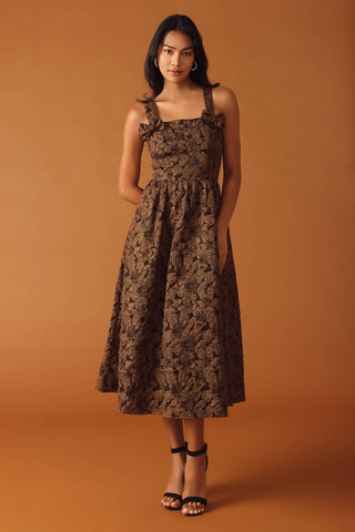 LOST IN TIME WOVEN MIDI DRESS - Glamourous Grace