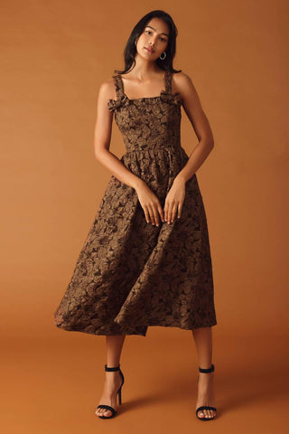 LOST IN TIME WOVEN MIDI DRESS - Glamourous Grace
