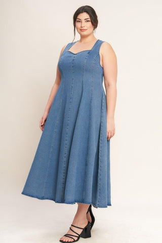 STARS AHEAD DENIM MIDI DRESS - Glamourous Grace