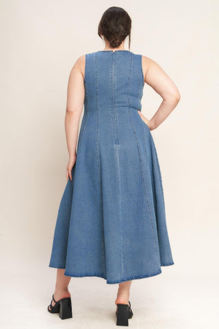 STARS AHEAD DENIM MIDI DRESS - Glamourous Grace