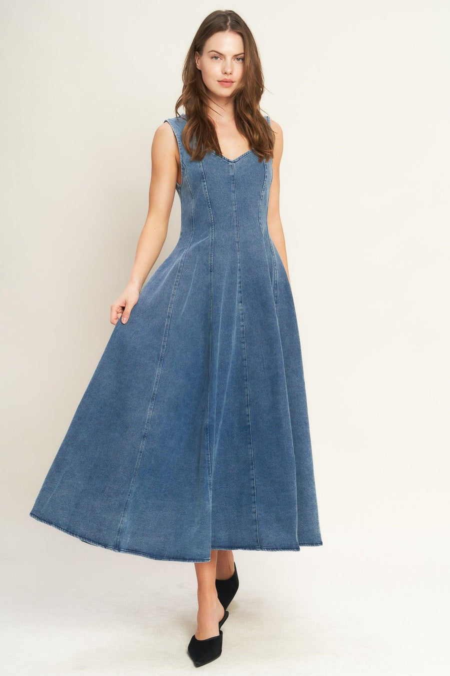 STARS AHEAD DENIM MIDI DRESS - Glamourous Grace