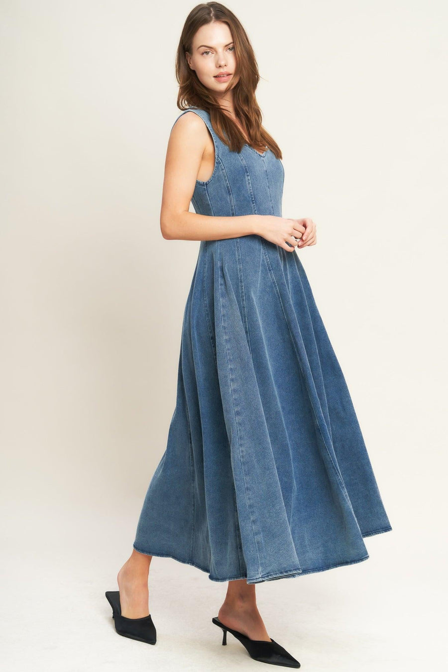 STARS AHEAD DENIM MIDI DRESS - Glamourous Grace
