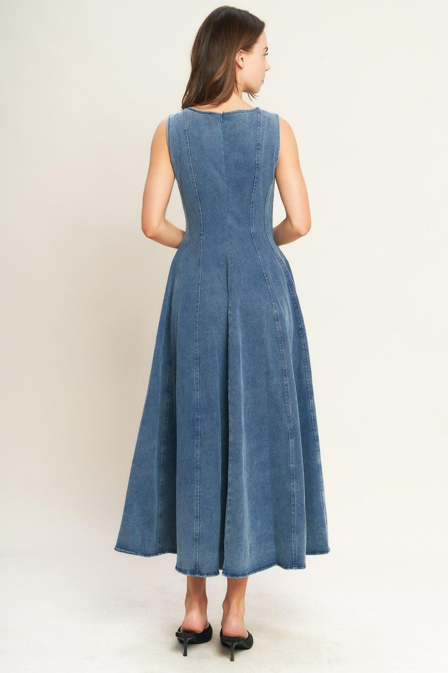 STARS AHEAD DENIM MIDI DRESS - Glamourous Grace
