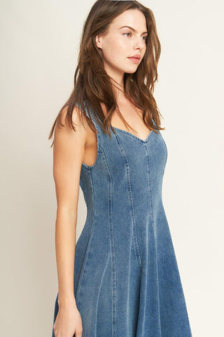 STARS AHEAD DENIM MIDI DRESS - Glamourous Grace