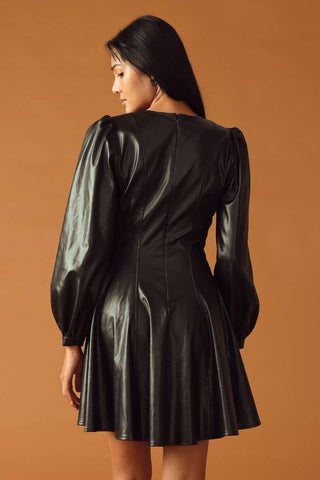 CHANGE OF PACE FAUX LEATHER MINI DRESS - Glamourous Grace