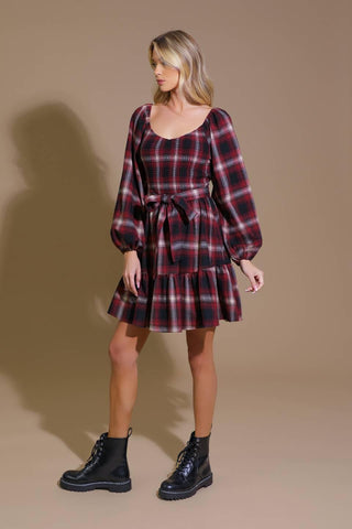 BE WITH YOU WOVEN PLAID MINI DRESS - Glamourous Grace