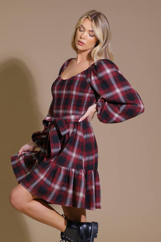 BE WITH YOU WOVEN PLAID MINI DRESS - Glamourous Grace