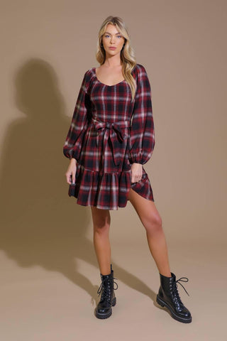 BE WITH YOU WOVEN PLAID MINI DRESS - Glamourous Grace