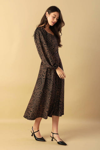RUSTIC ALLURE WOVEN MIDI DRESS - Glamourous Grace