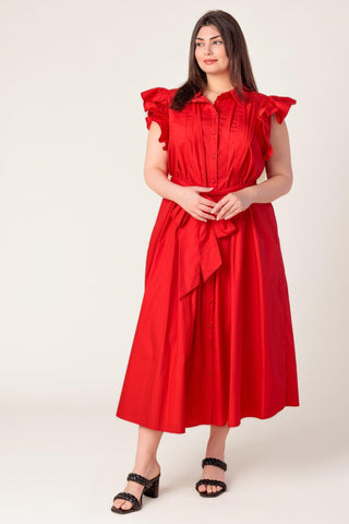 GLIMPSE IN TIME WOVEN MIDI DRESS - Glamourous Grace