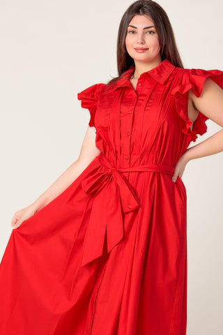 GLIMPSE IN TIME WOVEN MIDI DRESS - Glamourous Grace