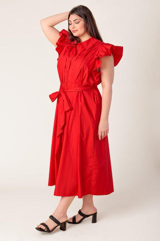 GLIMPSE IN TIME WOVEN MIDI DRESS - Glamourous Grace