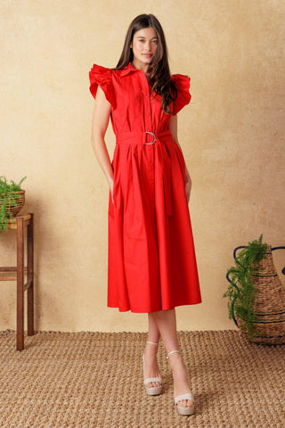 GLIMPSE IN TIME WOVEN MIDI DRESS - Glamourous Grace
