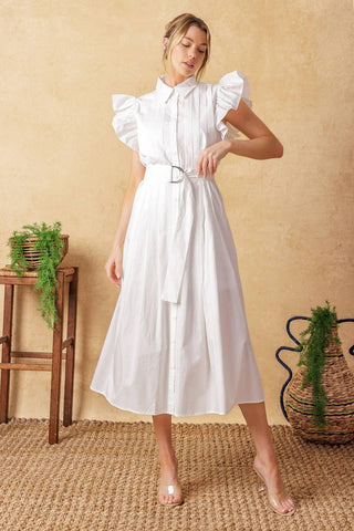 GLIMPSE IN TIME WOVEN MIDI DRESS - Glamourous Grace