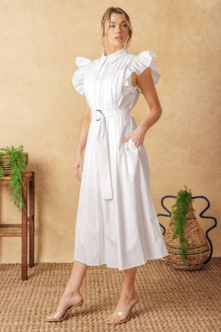 GLIMPSE IN TIME WOVEN MIDI DRESS - Glamourous Grace