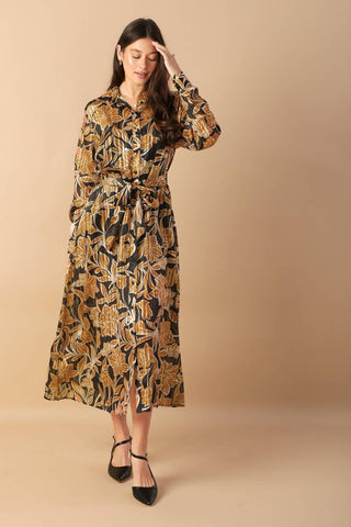BETWEEN THE LINES WOVEN MIDI DRESS - Glamourous Grace