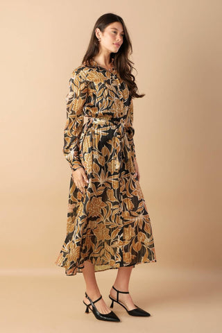 BETWEEN THE LINES WOVEN MIDI DRESS - Glamourous Grace