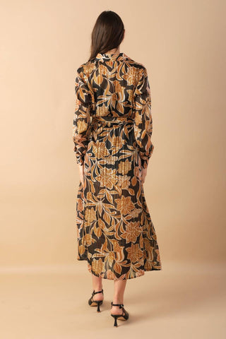 BETWEEN THE LINES WOVEN MIDI DRESS - Glamourous Grace
