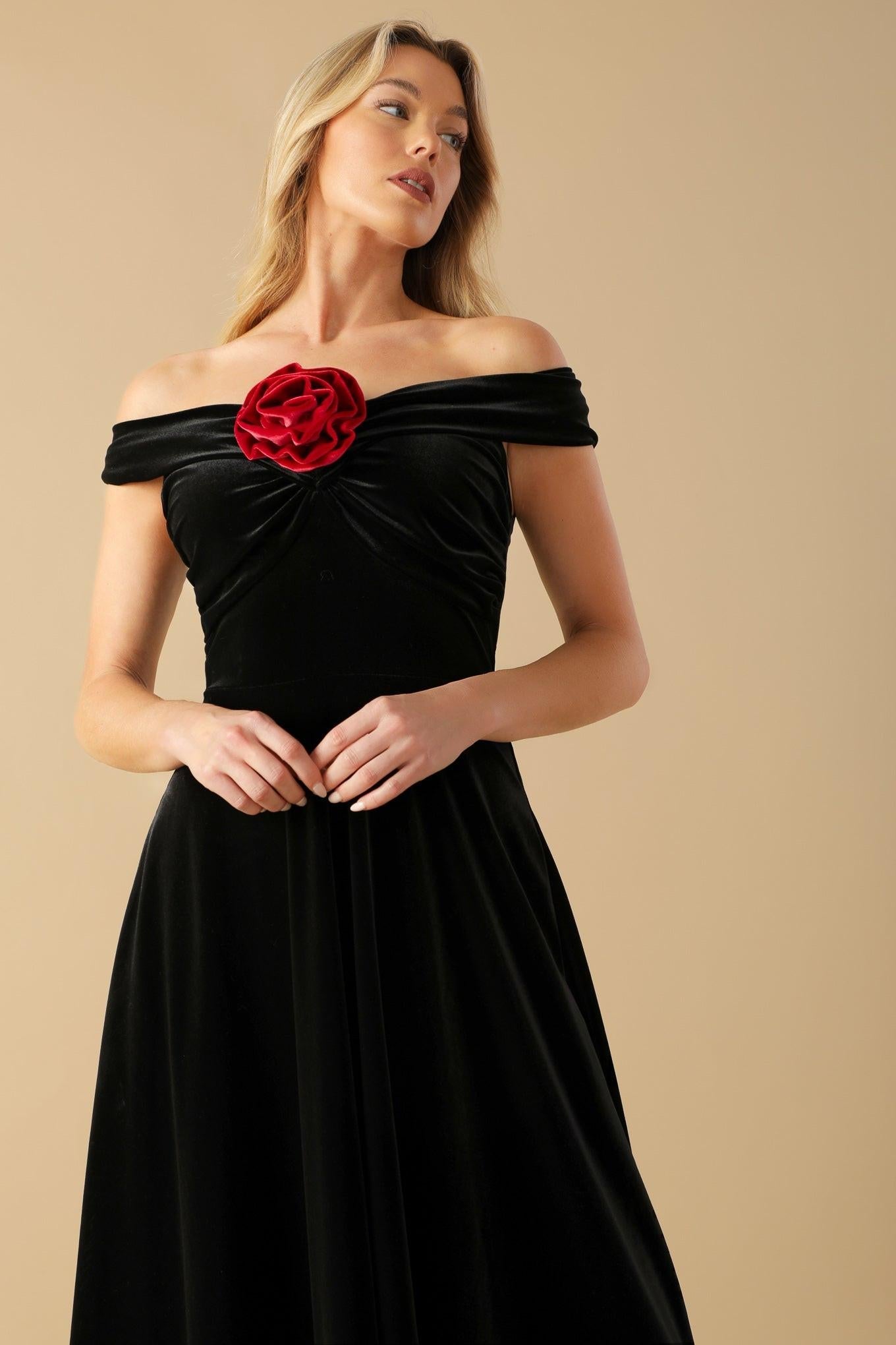 BE THERE FOR YOU VELVET MIDI DRESS - Glamourous Grace