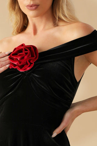 BE THERE FOR YOU VELVET MIDI DRESS - Glamourous Grace