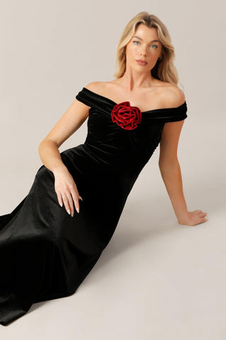 BE THERE FOR YOU VELVET MIDI DRESS - Glamourous Grace