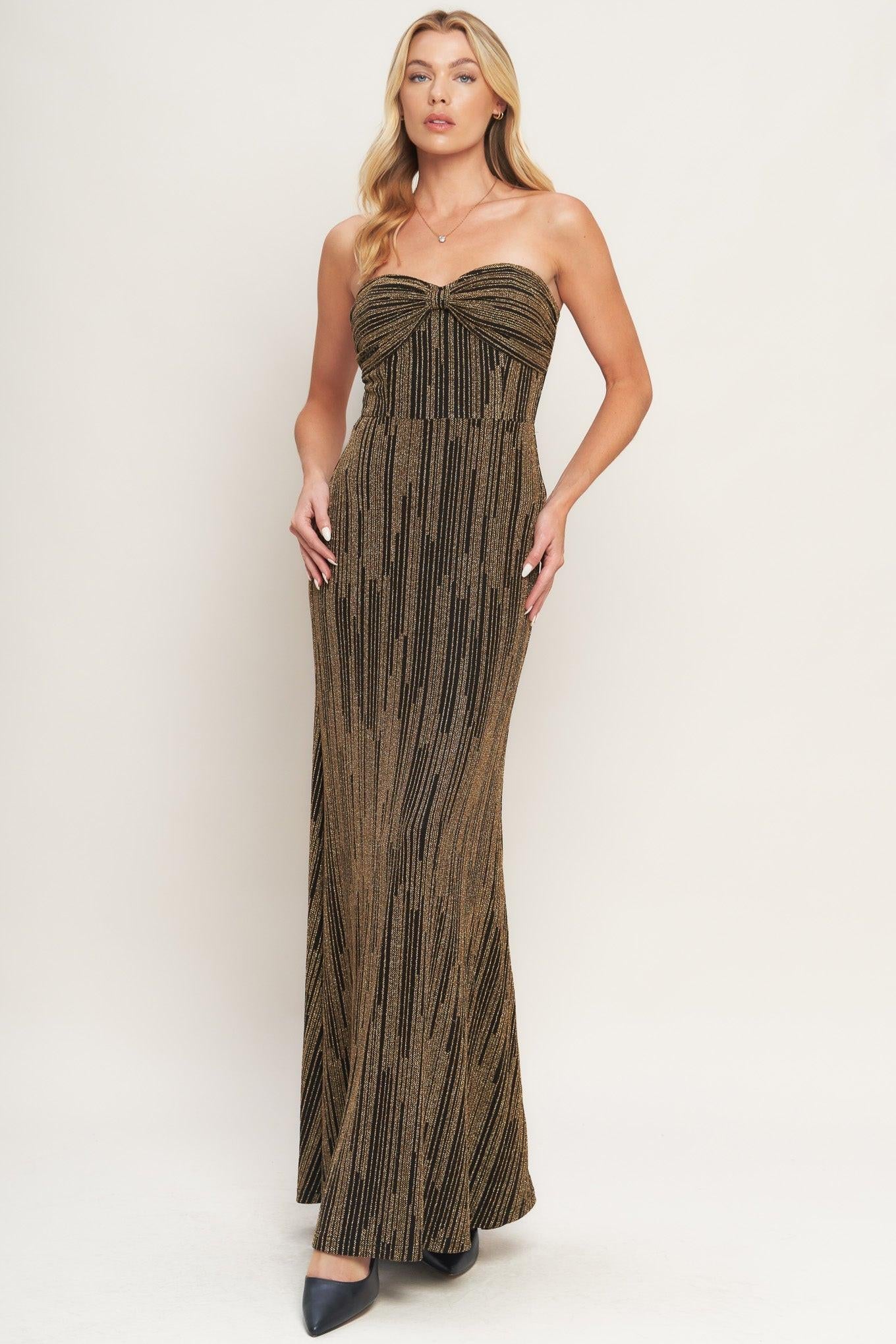 SACRED PROMISES METALLIC WOVEN MAXI DRESS - Glamourous Grace