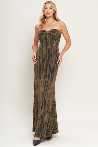 SACRED PROMISES METALLIC WOVEN MAXI DRESS - Glamourous Grace
