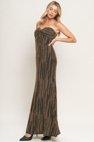 SACRED PROMISES METALLIC WOVEN MAXI DRESS - Glamourous Grace
