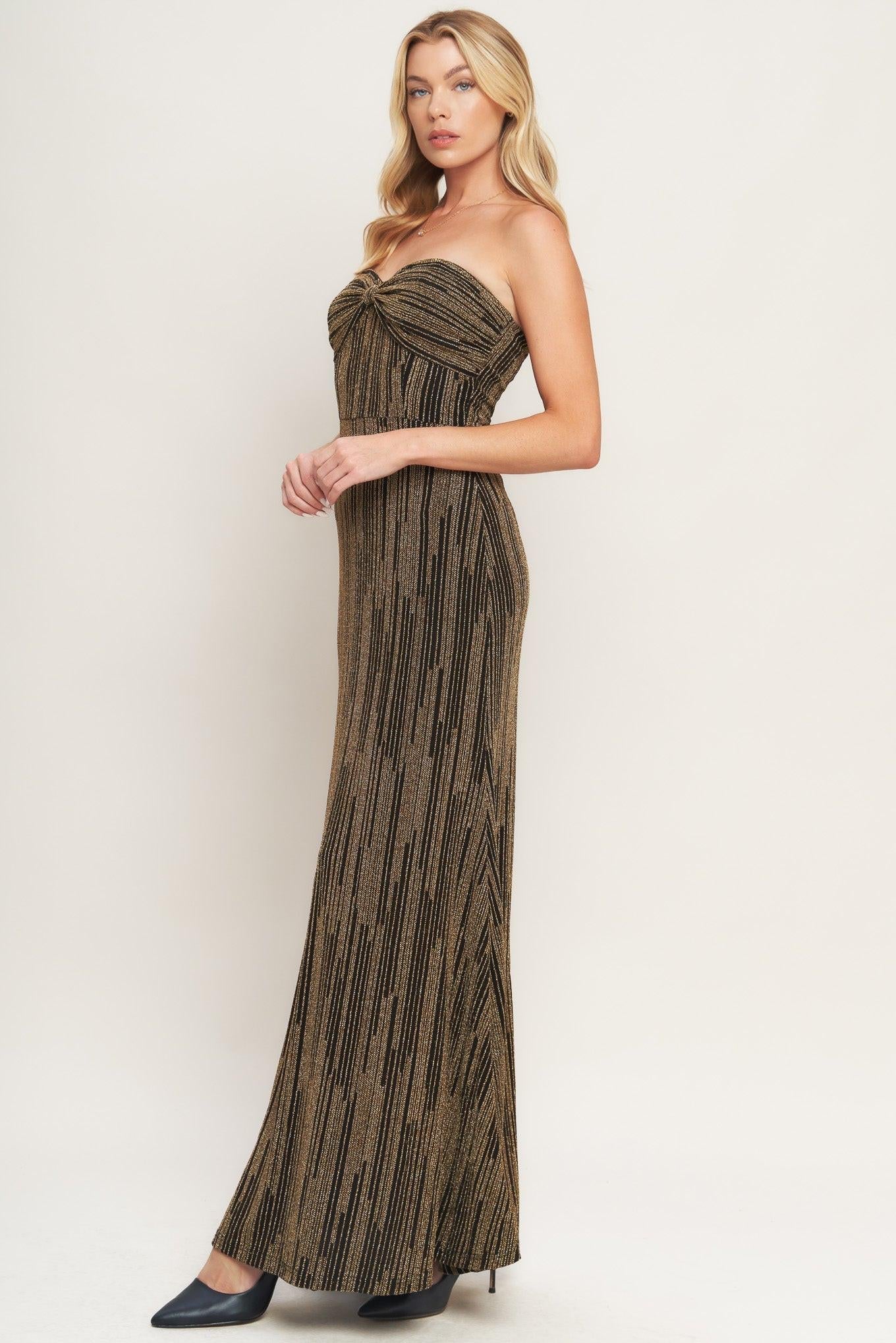 SACRED PROMISES METALLIC WOVEN MAXI DRESS - Glamourous Grace