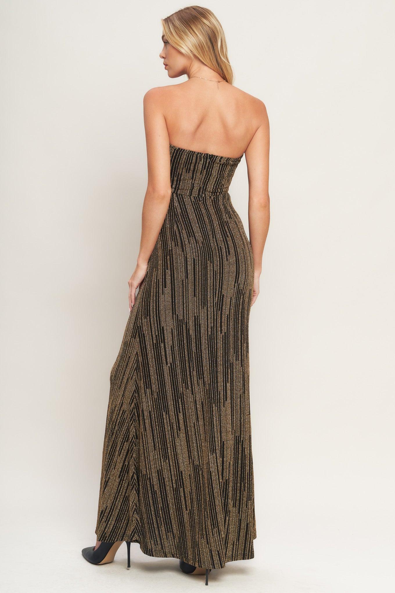 SACRED PROMISES METALLIC WOVEN MAXI DRESS - Glamourous Grace