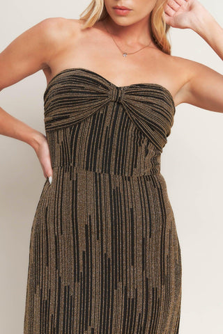 SACRED PROMISES METALLIC WOVEN MAXI DRESS - Glamourous Grace
