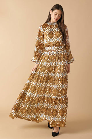 CELESTIAL CASCADE WOVEN MAXI DRESS - Glamourous Grace