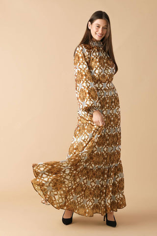 CELESTIAL CASCADE WOVEN MAXI DRESS - Glamourous Grace