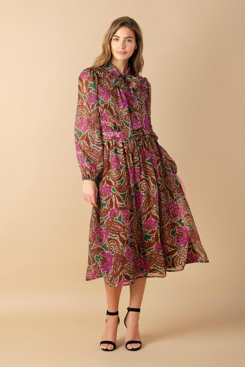 DRIFTING THOUGHTS WOVEN MIDI DRESS - Glamourous Grace