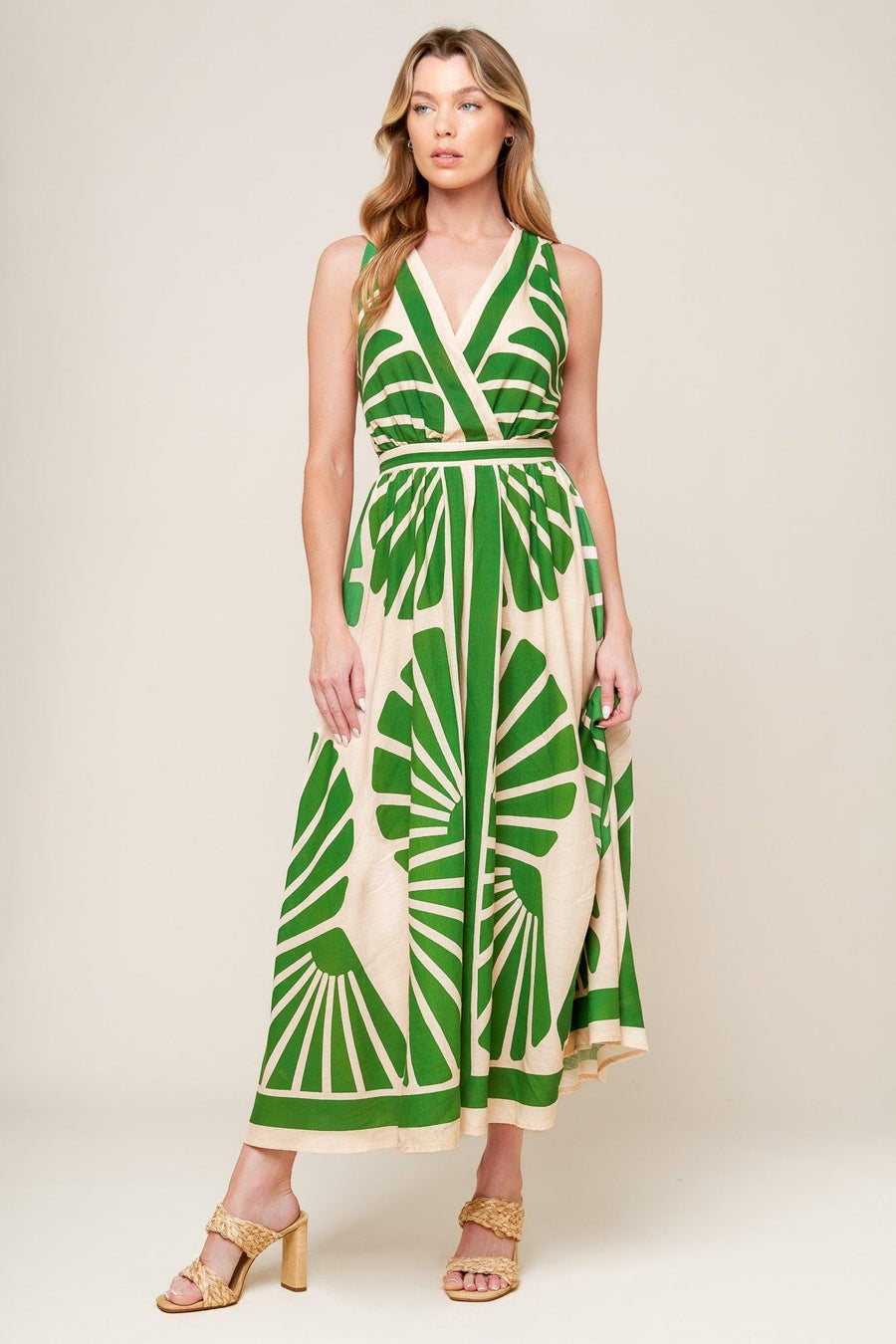 SWEPT ME OFF MY FEET GREEN WOVEN MIDI DRESS - Glamourous Grace