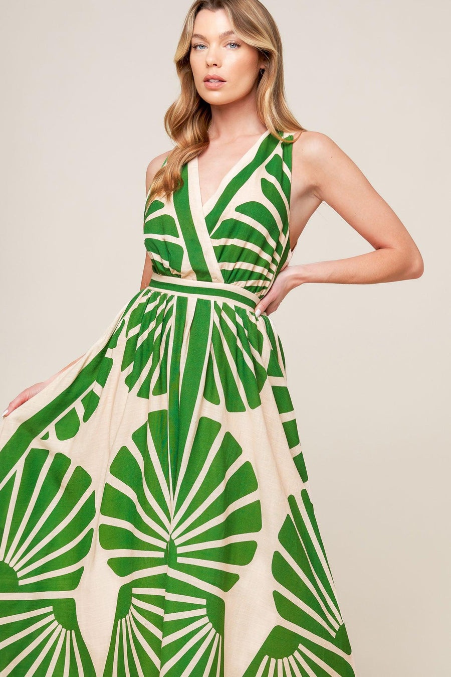 SWEPT ME OFF MY FEET GREEN WOVEN MIDI DRESS - Glamourous Grace