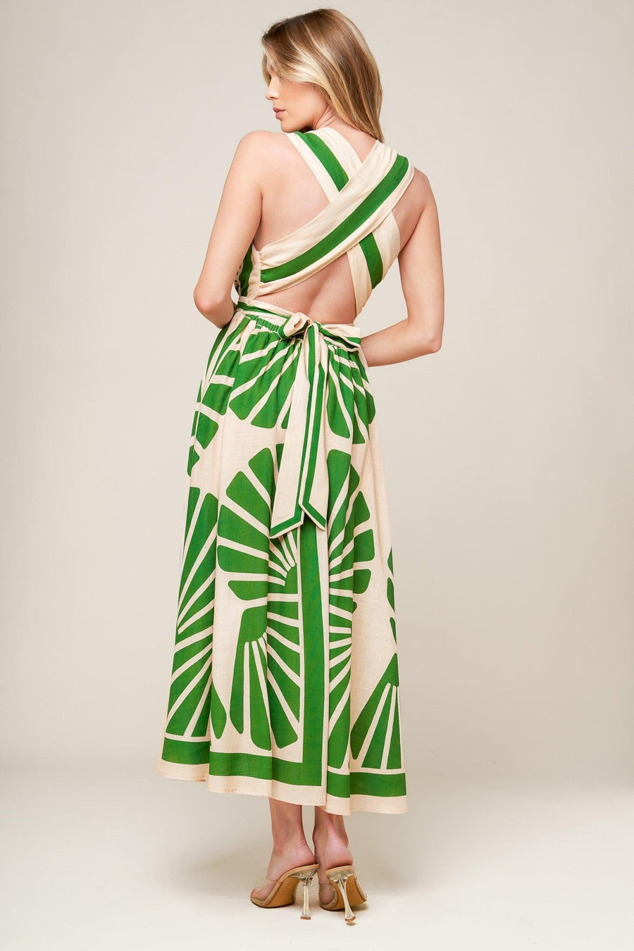 SWEPT ME OFF MY FEET GREEN WOVEN MIDI DRESS - Glamourous Grace