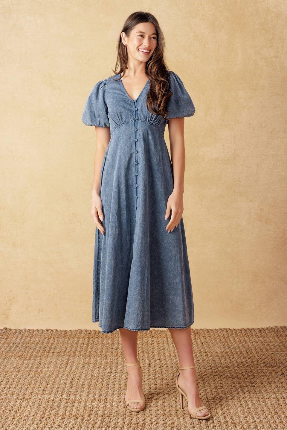 FOREVER MINE LIGHT WEIGHT DENIM MIDI DRESS - Glamourous Grace