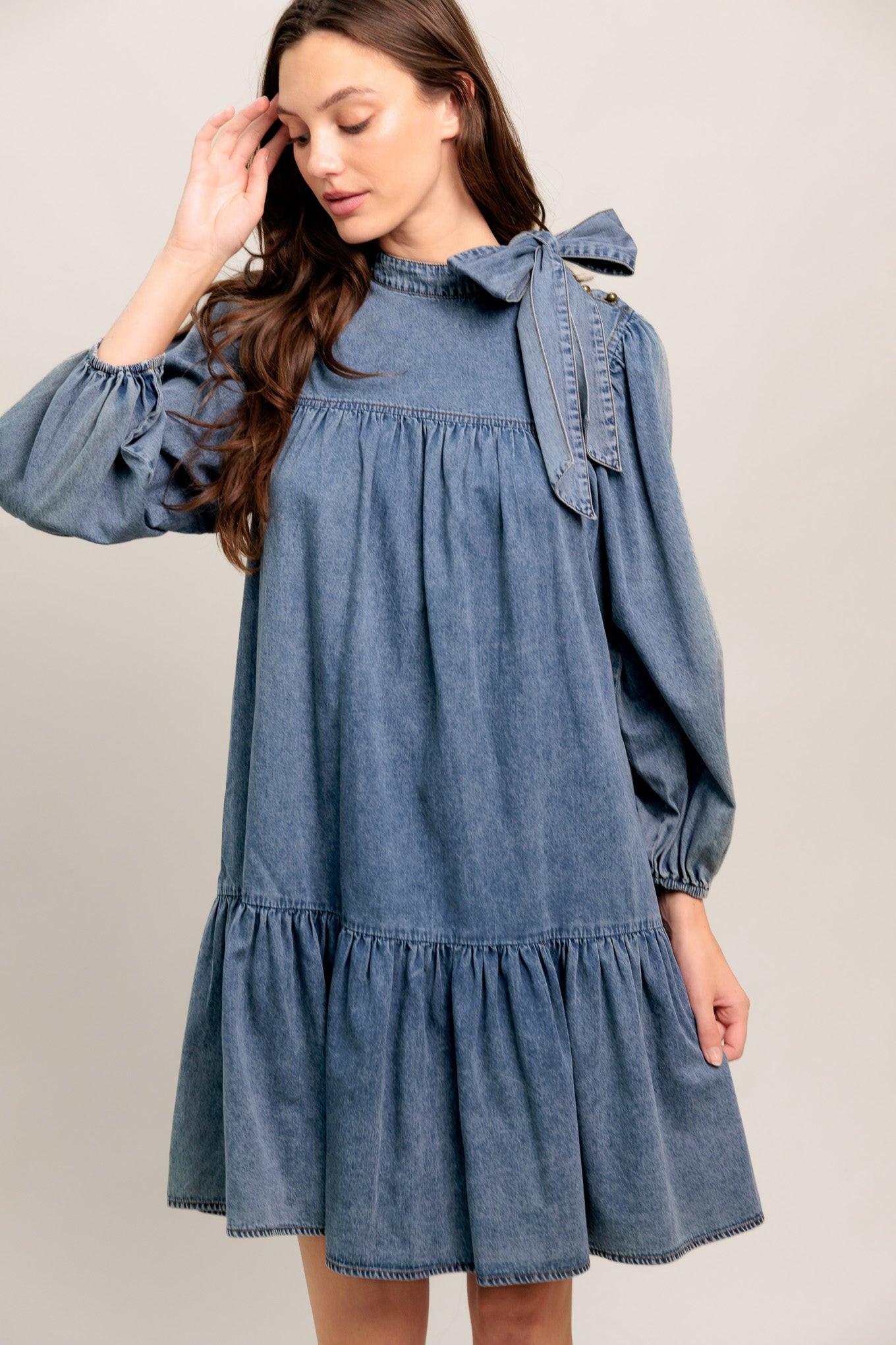COMMON GROUND LIGHT WEIGHT DENIM MINI DRESS - Glamourous Grace